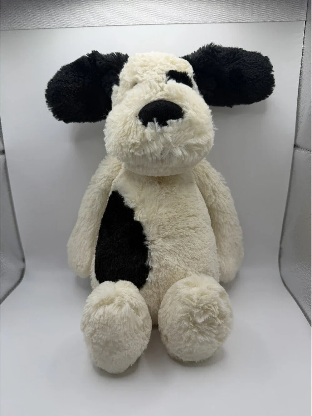 Jellycat Bashful Black & Cream Spotted Puppy 12” Stuffed Animal Plush